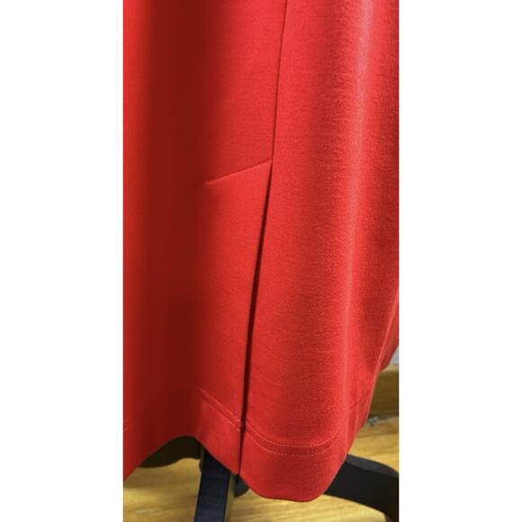 Rachel Parcell Sz L Red Ponte Knit Double Ruffle Sheath Dress Career, Party - Picture 4 of 14